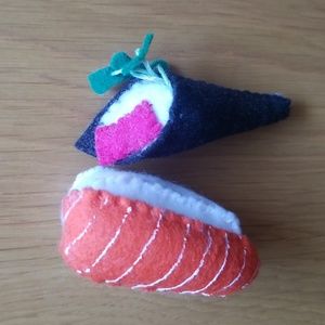Lucy Sparrow Felt Sushi and Handroll